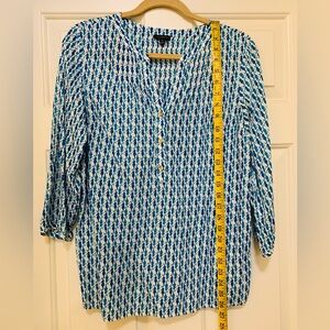 Talbots Blue and White Patterned Blouse